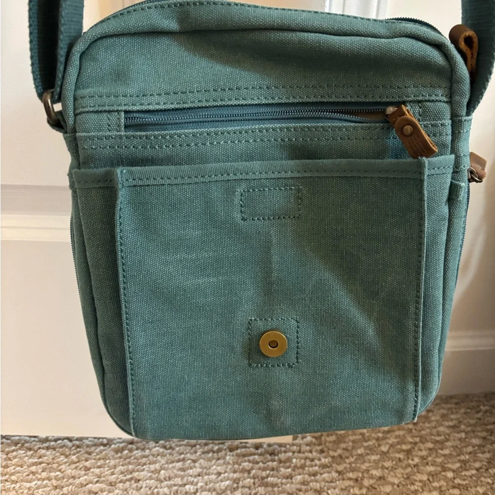 Troop London TRP0211 Classic Canvas Across Body Bag – Turquoise - Picture 3 of 7